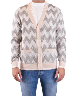 Missoni Gestreifte Strickjacke Mit Knöpfen Und Vordertaschen - Blau