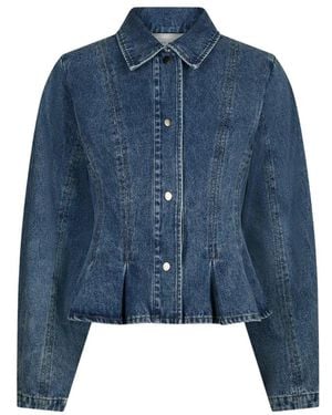 Neo Noir Rivora Denim Peplum Jas - Blauw