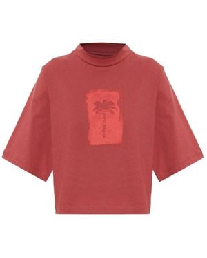 Palm Angels Tops ,Rood ,Katoen Katoenen T-Shirt Met Print
