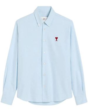 Ami Paris Overhemden ,Blauw ,Blauwe Casual Overhemden Voor Mannen