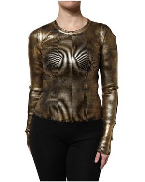 Dolce & Gabbana Goldener Rundhals-Pullover - Schwarz