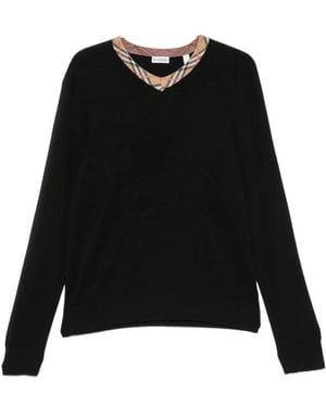 Burberry V-Ausschnitt Strickware - Schwarz