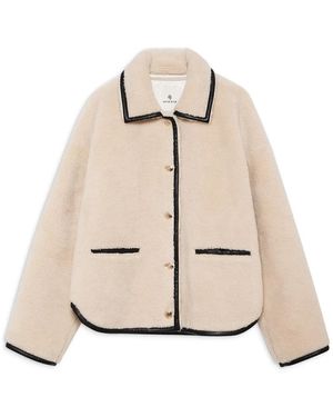 Anine Bing Teddyjacke Mit Schwarzen Details - Natur