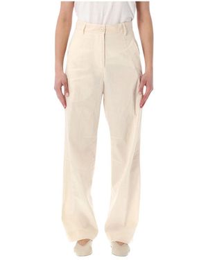 Dries Van Noten High-Waist Straight Broeken - Naturel