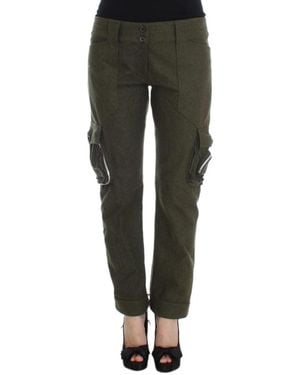 Ermanno Scervino Green Wool Blend Loose Fit Cargo Trousers