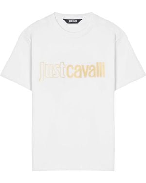 Just Cavalli Katoenen T-Shirt Met Logo - Wit