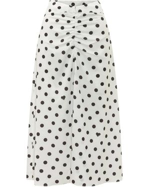 Fiorucci Rokken ,Wit ,Leer Polka Dot Gathered Midi Rok