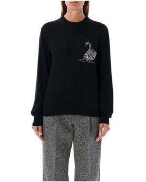 MSGM Schwarzer crystal swan strickware aw24
