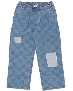 Vans Vaqueros De Mujer Mended Check Denim Range Pantalon Corto Suelto - Azul