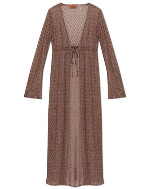 Missoni Badmode ,Bruin ,Rayon Strandjurk Met Lurexdraad