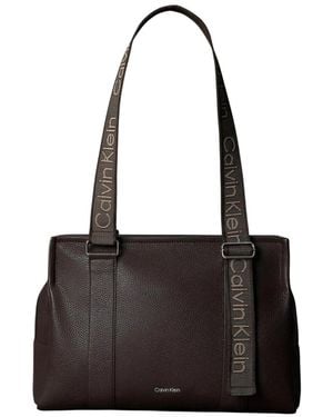 Calvin Klein Tassen ,Bruin ,Polyester Webbing Adj Strap Tote - Zwart