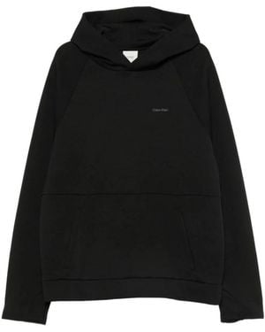 Calvin Klein Logo-Print Raglan-Sleeve Hoodie - Black