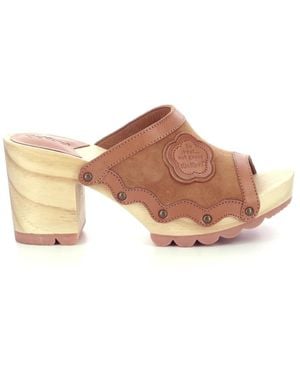 Kickers Heeled Mules - Marrone
