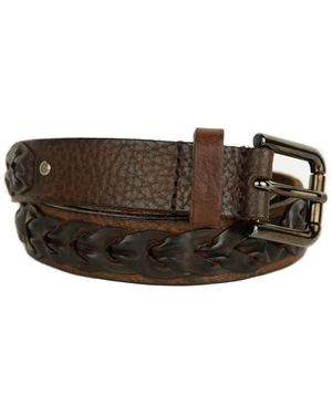 Dolce & Gabbana Gehamerde En Geweven Kalfsleren Riem - Bruin