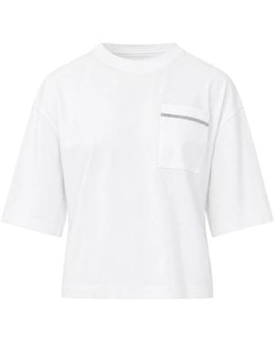 Brunello Cucinelli Tops ,Wit ,Katoen Katoenen Jersey T-Shirt
