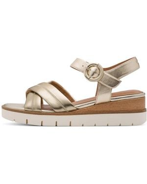 Tamaris Ledersandalette Mit Keilabsatz - Mettallic