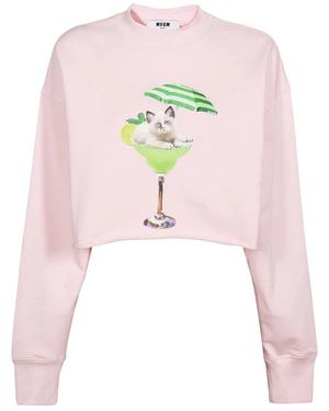 MSGM Katoenen Sweatshirt Met Voorprint - Roze