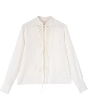 Ermanno Scervino Overhemden ,Wit ,Linnen Lichtgewicht Linnen Blouse