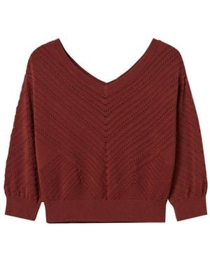 Actitude V-Neck Knitwear - Rojo