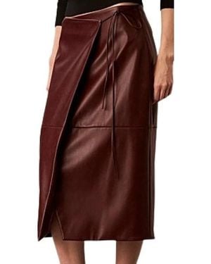 Calvin Klein Midi-Wikkelrok Van Imitatieleer - Bruin