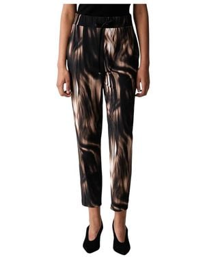 Joseph Ribkoff Broeken ,Veelkleurig ,Polyester Joggingbroek Met Dierenprint - Zwart