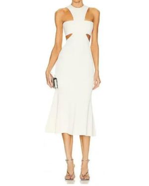 McQueen Midi Fitted Ribgebreide Jurk - Wit