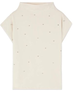 Oltre Overhemden ,Wit ,Katoen T-Shirt Met Bezels