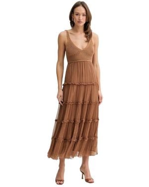 Ermanno Scervino Häkel-Bustier-Midikleid - Braun