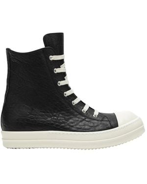 Rick Owens Lamm- Und Vollnarben-High-Sneaker - Schwarz