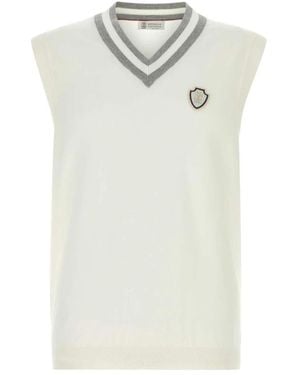 Brunello Cucinelli Sleeveless Knitwear - White