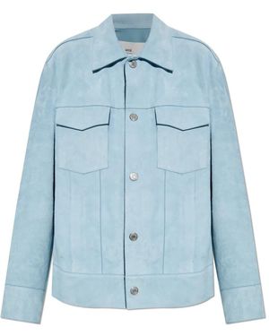 Ami Paris Leather Jackets - Blue