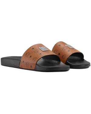 MCM Slippers Met Monogramprint - Bruin