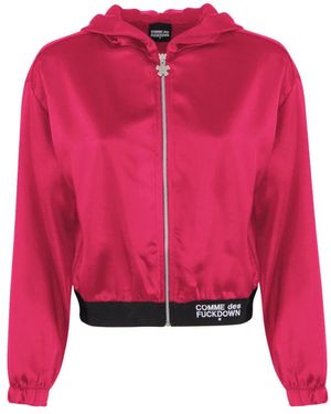 Comme Des Fuckdown Hoodies & Sweatvesten ,Rood ,Satijn Satijnen Jack Met Capuchon