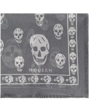 McQueen Schal Mit Totenkopfmotiv - Grau