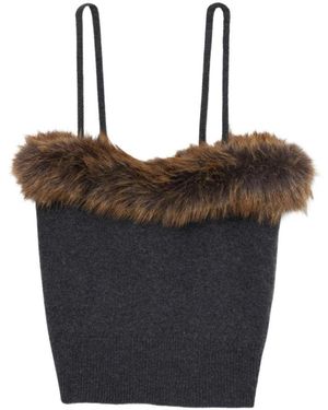 Marc Jacobs Tops ,Grijs ,Tanktop Met Imitatiebont Voering