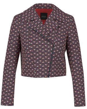 Marc Cain Jassen ,Grijs ,Polyester Scuba Jersey Jas - Paars
