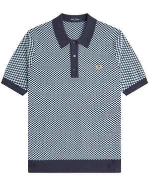 Fred Perry Marino Chequerboard Strickhemd - Blau
