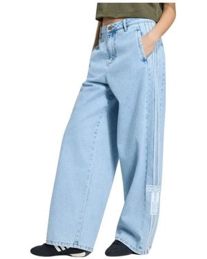 adidas Fitness ,Blauw ,Denim Adibreak Mid-Rise Wide-Leg Denim Broek