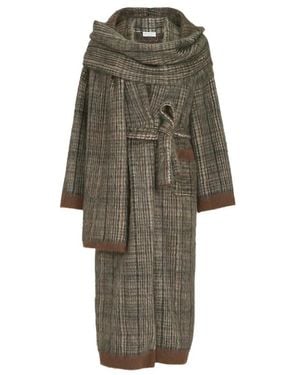 Brunello Cucinelli Prince-Of-Wales Double-Knit Coat - Grün