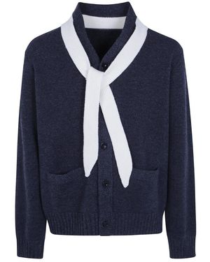 Sacai Wollstrick-Cardigan - Blau