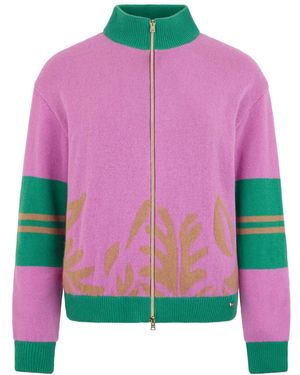 Herno Truien & Vesten ,Roze ,Kasjmier Vest Met Rits Met Bloemenmotief