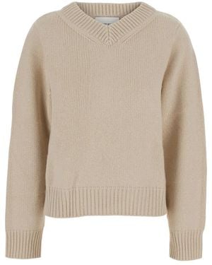 Soft Goat Trui Met V-Hals - Naturel