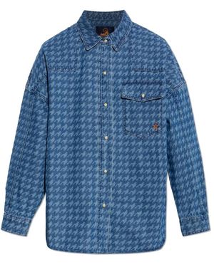 Perfect Moment Overhemden ,Blauw ,Denim Houndstooth-Patterned Denim Shirt
