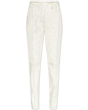 DIESEL Leather Trousers - Blanco