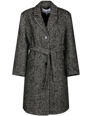 Ganni Single-Breasted Coats - Black