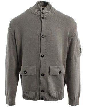 C.P. Company Truien & Vesten ,Grijs ,Katoen Compact Cotton Lens Knit Cardigan