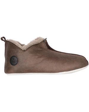 Shepherd Steen Geolied Antiek Schapenvacht Pantoffels - Bruin