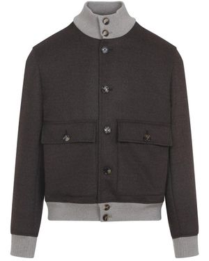 Brunello Cucinelli Bruine Wollen Jas Aw25 - Zwart