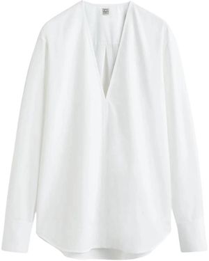 TOTEME Overhemden ,Wit ,V-Hals Twill Blouse