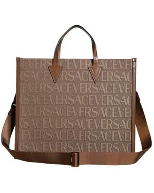 Versace Braune Jacquard-Leder-Crossbody-Tasche